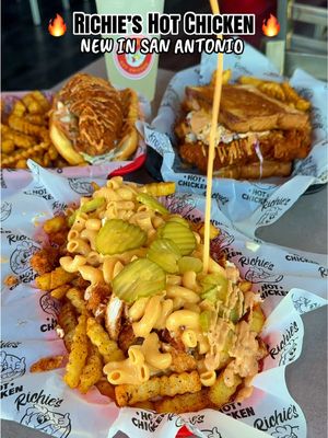 🔥NEW🔥 @RICHIE’S HOT CHICKEN has opened a new brick-and-mortar location in Alamo Ranch in San Antonio! You’ll find delicious chicken tenders, sandwiches, burritos, loaded fries, plus wings and milkshakes! 🍗 How do you like your chicken… mild, medium, hot, or atomic?! 👀 📍11310 Culebra Rd (NEW) + drive thru 📍11224 Huebner Rd ⏰ Sun–Thurs: 11 AM – 9 PM, Fri–Sat: 11 AM – 10 PM #hotchicken #wings #sanantonio #sanantoniofoodie #sanantonioeats 