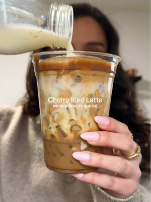 Churro Iced Latte ☕️🤍🇲🇽 For this latte you’ll need: • 2 tsp instant espresso  • 1 tbsp sweetened condensed milk  • 1/2 tbsp dulce de leche OR caramel  • 1/2 tbsp softened unsalted butter  • dash of cinnamon  • pinch of salt  • 2oz warm or HOT water • 6-8oz milk of choice  #churrolatte #instantcoffee #coffeerecipe #homecafe #coffeeathome 