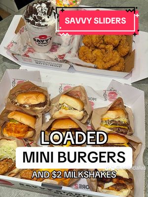 MINI LOADED BURGERS AND MILKSHAKES 🍔 #burger #milkshake #dallasfood #fortworth #dallasrestaurants 