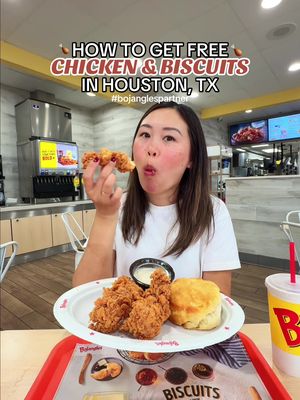 #bojanglespartner HOW TO GET FREE BOJANGLES 🤠🍗 The Southern fast-food staple @Bojangles is officially in Texas! We tried it for ourselves and let’s just say… you’re going to want to pull up ASAP. To celebrate being in Texas, they’re hooking us up with free food now through April 12: ✨ FREE Bo’s Chicken Biscuit (in-store & in-app). Use code: FREEBISCUIT ✨ FREE 3-Piece Tenders Snack (in-app only). Use code: FREECHICKEN Tag someone who needs free chicken in their life! 🍗🍗🍗 #freefood #houstonfood #friedchicken #houstontexas 
