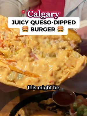 Kelsey spotted it but i ate it first 😏 HHAHA! It’s the green chili smashburger 🍔 served “gordo style” (in a skillet with melted queso 🧀). I thought it was a gimmick but i’m here to say it’s WORTH it.  I would eat this again any day. In fact I hope they have something similar on their spring menu  📍 Blanco @blancocantina 🍔 $26 (includes side) 🗺️ Multiple locations  ⏳ Winter menu only!   Sarah, Calgary Explorer  p.s. the mezcalarita is the BEST margarita in the city in my humble opinion 