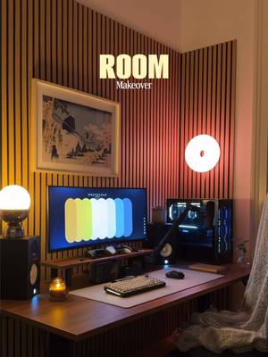 New room upgrade 🛠️ I‘m actually baffled by how much the looks of these panels elevate my room. The added benefit of better acoustics is also really nice, especially for a (more or less talented) musician 😁 Huge thanks to my brother in crime Stefan for giving me a hand 🤝 What do you guys think about the new look? #cozygaming #desksetup #nerdlife #aestheticliving #interior
