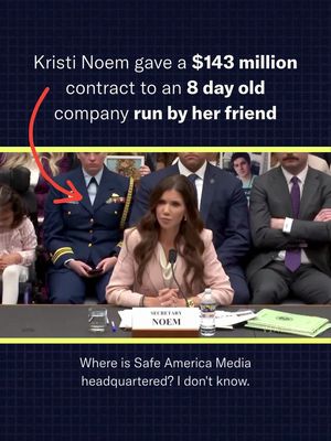Kristi Noem got caught funneling $200 million to an 8 day old company that’s ALSO run by her friend.