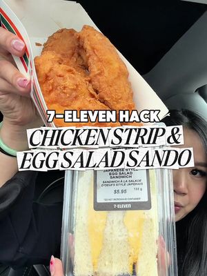 #ad 7-ELEVEN CANADA HACK! Chicken strip and egg salad sando?!     The viral egg salad sandwich everyone gets at 7-Eleven in Japan has arrived at @7ElevenCanada! Every time I go to Japan I have to get this combination!    This sandwich is made with soft milk bread, hard boiled eggs and creamy, umami-rich kewpie mayonnaise… it pairs perfectly with these crispy chicken tenders!  #7elevencanada 