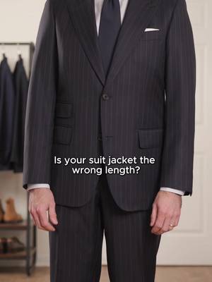Is your suit jacket the wrong length? 90% of men wear the wrong jacket length.” Jacket length determines visual balance. Too long: • Shortens your legs • Makes your torso look heavy Too short: • Looks trendy • Breaks classic proportions The correct length balances upper and lower body — and balance signals control. A quick check: Stand naturally. Arms relaxed. The hem should fall around mid-crotch, near where your fingers curl. This isn’t about trends. It’s about geometry. When proportions are correct, you look composed without trying.