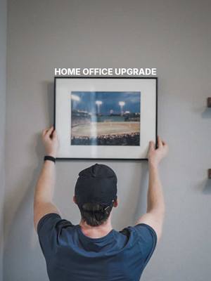 Making this home office feel like home. I've had the framed Fenway print ever since I moved. Was about time I got it up on the wall. adding wall-mount hat racks so they have their own dedicated space and a modular pegboard shelf to hold everything that used to float around pegboard: @The Container Store  #homeoffice #desksetup #officedecor #asmr