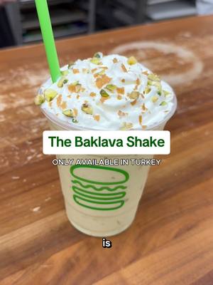 Add this to the list of things to visit Turkey for.  The Baklava Shake features nutty pistachio and flaky phyllo, blended into vanilla frozen custard. Only in our Turkey Shacks. 🇹🇷 #baklava 