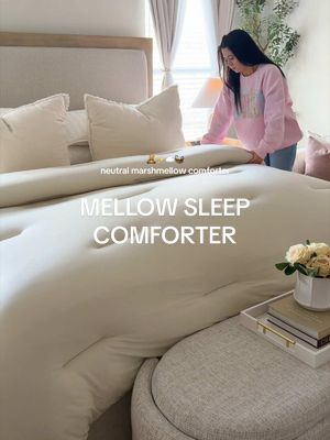 this color is stunningg✨🤎 for all the neutral lovers, the viral marshmellow comforter is now in sand.. and I have a feeling it’ll go fast ☁️ #mellowsleep #marshmellowcomforter #comforter #bedding #neutralaesthetic @Mellow Sleep 