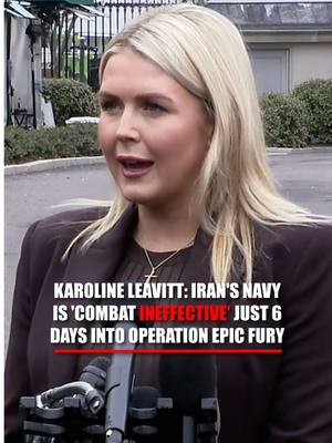 EMPTYING THE ARSENAL: White House press secretary Karoline Leavitt says the U.S. military is already "annihilating" Iran’s naval capabilities just six days into "Operation Epic Fury." "We know that we've sunk more than 30 Iranian vessels and ships. Their navy has now been deemed combat ineffective. We have done a tremendous job... Just six days in, the retaliatory ballistic missile strikes from Iran are now down 90%."