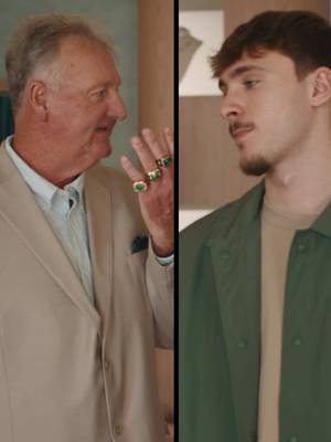 In our newest spot it’s old school vs. new school 🏀💍 @CooperFlagg  #larrybird #cooperflagg #NBA #basketball 
