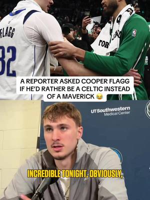 Reporter asks Cooper Flagg is he’d rather experience Jayson Tatum’s return as a Celtic instead of as a Maverick  #nbatiktok #cooperflagg #jaysontatum 