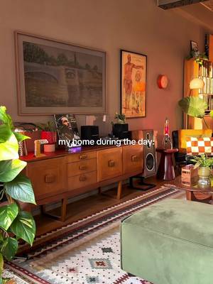 homebody energy forever 🏡🌃🪴  #apartmentaesthetic #midcenturymodern #foryou #interiordesign #boyandgirlapartment apartmenttherapy couplehome loftdecor nycapartment coupleapartment dayvsnight midcentury midcenturymodern loftapartment hisandherapartment mcmfurniture livingroominspo interiordesign loftapartmentvibes apartmenttour