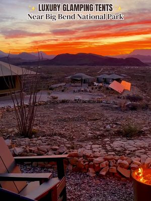 Luxury eco-tent glamping with some of the most INCREDIBLE views in the Big Bend region! 🌄🥾🌌💫🔥 📍@Camp Elena - Terlingua, TX #glamping #westtexas #texastravel #bigbend #fyp 