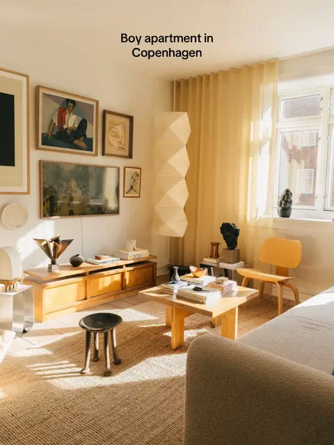 Well, this is specifically just my living room. I’m currently pretty obsessed with filling it with art and sculptures, as you might can see.  This is not Scandinavian minimalism. My taste is too wide ranging and eclectic for me the be happy with a mimaliatikc apartment. #boyapartment #copenhagen #interior 