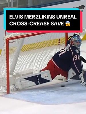 Merzlikins gets ALL the way across to make the stop 🤯 #NHL #ColumbusBlueJackets #ElvisMerzlikins #hockey #sports 