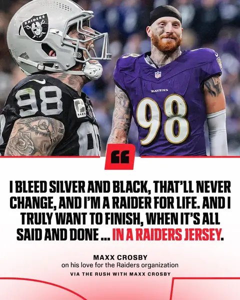 Maxx Crosby said he wants to finish his career with the Raiders when the time comes 🫡🔥 (via maxxcrosby) #maxxcrosby #nfl #raiders #ravens #football 