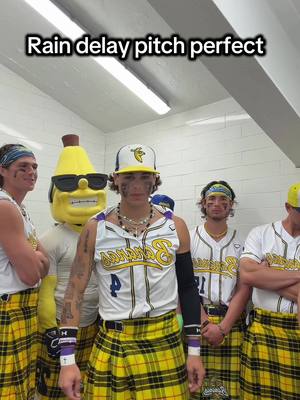 “What do yall do during a rain delay?” THIS…. #fyp #funny #pitchperfect #acapella #savannahbananas 