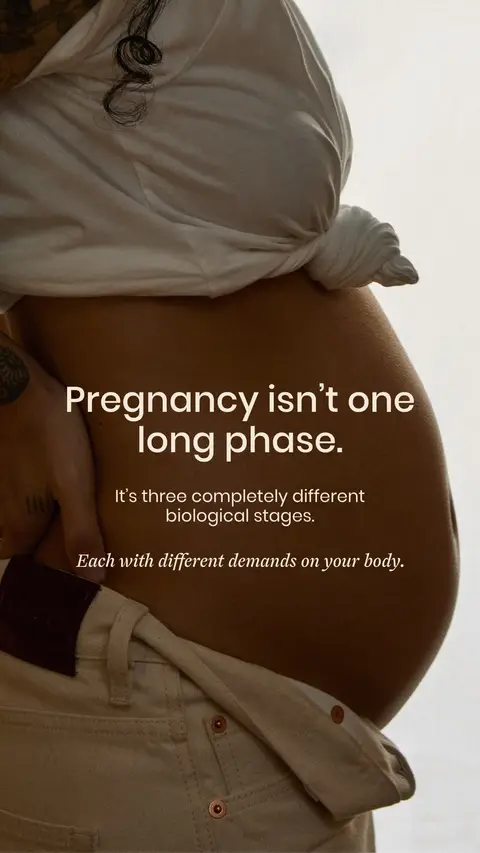Pregnancy isn’t one phase. ‼️ It’s three distinct biological stages. Your prenatal should evolve with them.