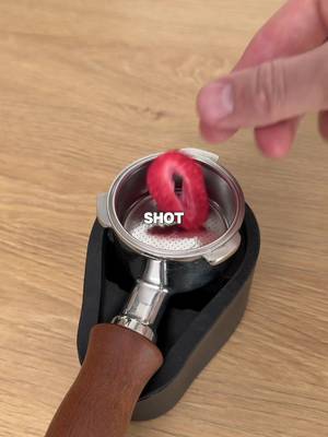 Pulling espresso through a freeze dried strawberry 