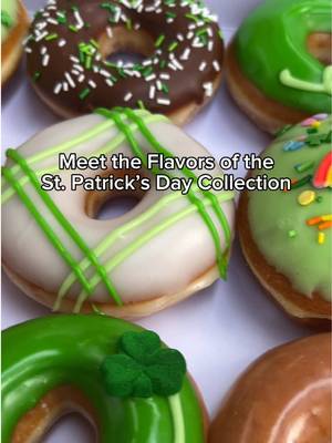 Meet the flavors of the luckiest lineup 🍀🌈 Which one are you trying first? Comment the emoji below 👇 🌈 Over the Rainbow ☘️ Shooting Shamrock 💚 Plaid Party 🍫 Chocolate Iced with St. Patrick’s Sprinkles #krispykreme #doughnut #stpatricksday #stpaddysday #flavors 