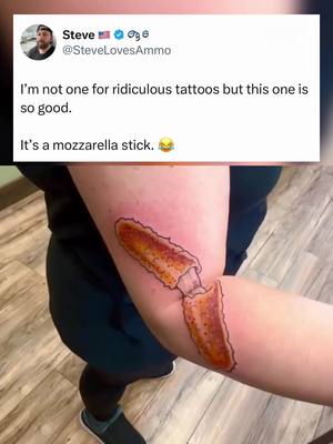 Greatest cheese pull of all time 😂 (Via stevelovesammo/X) #tattoo #tattoos #ink #art #food 