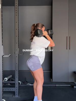 😮‍💨 this one is dumbbell only which means you can do this at home or when the gym is busy and all the equipment is taken 🤝 your legs will be toastyyy 1a. Heels Elevated Goblet Squat 4 sets | 8-10 reps 2a. Split Squat 4 sets | 6-8 (each) reps 3a. Alternating DB Step Ups 3 sets | 8-10 (each) reps SUPERSET 4a. Weighted Jump Squats (modify: no jump) 3 sets | 8-10 reps 4b. Bodyweight Jump Squat (modify: no jump) 3 sets | 8-10 reps Straight from week 5 of my Revive program 🏋🏻‍♀️🩵 #workoutroutine #legday #legworkout #legexercises #dumbbellworkout 