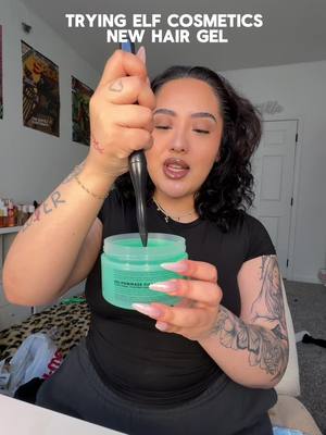 TRYING @e.l.f. Cosmetics NEW POWER GRIP HAIR GEL! honestly.. this was such a slay my hair is very much still SLICKED BACK MAMA🤏🏼 - #fyp #elfcosmetics #slickback #curlyhair 