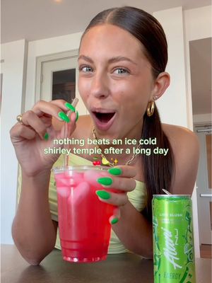 Lime Slush’s version of a Shirley Temple 🍋‍🟩🍒🥤#alani #limeslush #energy #shirleytemple 
