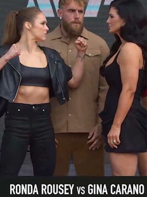 THE FIRST RONDA ROUSEY AND GINA CARANO FACE OFF 🔥 #RouseyCarano  Saturday, May 16  LIVE on Netflix #mma #RondaRousey #ginacarano 