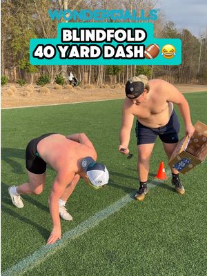 Blindfold 40 Yard Dash🏈😂 full combine coming soon… #sports #football #funny #game #nflcombine  @WonderballsUSA 25% off with code “insane” 