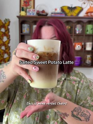 recreating a latte I’ve been seeing all weekend by @Kimlyparc and @FifthSip. 🤎 this was their limited Salted Sweet Potato Latte and it turned out even better than I imagined!!  #kimlyparc #latterecipe #sweetpotato #goguma #vietnameseicedcoffee 