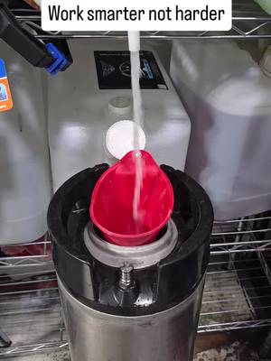 Emptying out our rinseless stock to be refilled and filling up our Tru-Spray keg for belly cleaning!