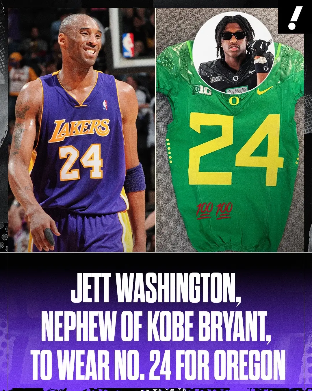 Oregon freshman DB Jett Washington honors his late uncle, Kobe Bryant, by wearing No. 24 for the Ducks 🫶🦆 #oregon #kobebryant #football #lakers #NBA 