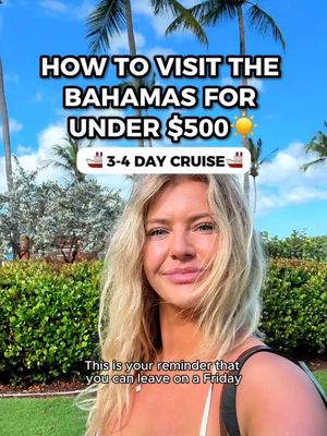 Here’s how to visit the Bahamas for UNDER $500 🌴🚢  #NCLPartner The biggest travel cheat code? Booking a 3–4 day cruise with @Norwegian Cruise Line  You can literally leave on a Friday and be back home Monday night-  making it the perfect long weekend getaway. Norwegian Cruise Line has sailings where you can spend the weekend in the Bahamas for under $500 per person. Think about it: Friday: Depart Miami 🚢 Saturday: Wake up and explore Nassau, Bahamas 🌊 Sunday: Spend the day at Great Stirrup Cay - Norwegian’s private island with beautiful beaches, a new pool, kids splash pad, and an adults-only Vibe Shore Club (plus a waterpark opening in 2026) ☀️ Monday: Back in Miami and home that night You unpack once, get incredible dining, entertainment, and nightlife onboard, and still wake up somewhere tropical. These shorter cruises are perfect for: 👯 friends trips 💕 couples getaways 👨‍👩‍👧‍👦 quick family trips so the kids don’t miss much school ✨ a quick reset by the ocean But the biggest thing to know is these 3–4 day sailings book FAST, especially the best cabins. 📲head to the link in my bio for the best 3–4 day cruise options for your next weekend getaway! Save this for your next long weekend beach trip 🌴 #cruisedeals #bestcruisedeals #norwegiancruiseline #wekeendcruise