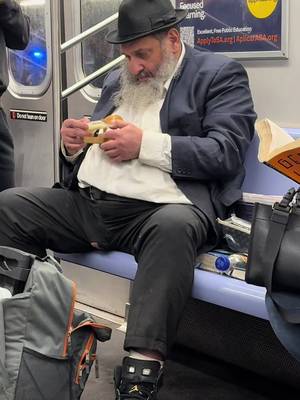 Balls out, cheese stick unwrapped, peanut butter open. No notes @SubwayCreatures #subwaycreatures #peoplewatching 