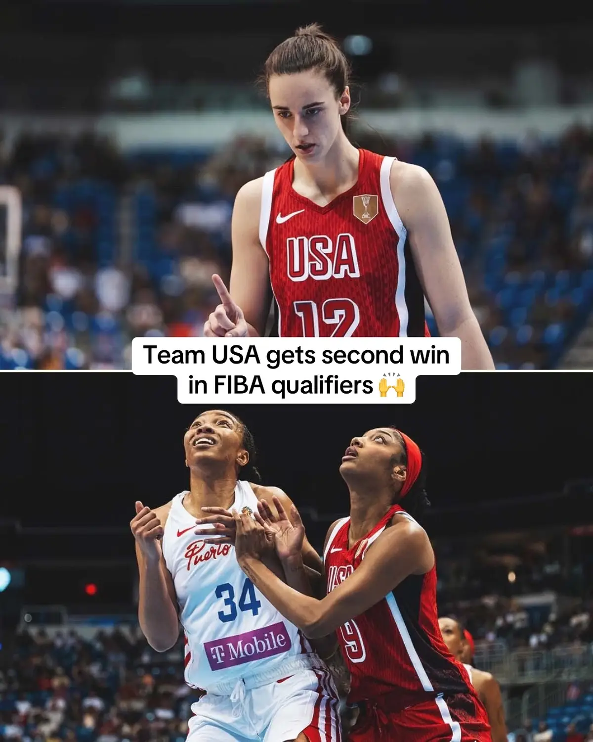 Team USA comes out on TOP to secure its second win of the FIBA Women's World Cup qualifying tournament 🇺🇸 #usa #basketball #caitlinclark #angelreese #paigebueckers 
