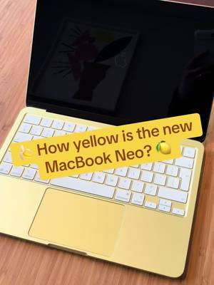 Holding the new Citrus MacBook Neo next to yellow things to see how yellow it is #apple #macbookneo #mac #macbook #Tech 