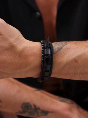The 007 stack is our #1 best-selling stack. It includes three bracelets, and features a beautiful combination of textures, natural stones, and polished/matte black finishes. Our stacks have been carefully pieced together by expert stylists for the perfect look. Each stack includes our best-selling bracelets in one set, giving you a great look and a better price.