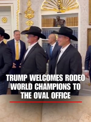 RIDIN' HIGH: President Trump welcomes the Rodeo World Champions to the Oval Office, jokes, “You guys are crazy.” | Credit: Margo Martin