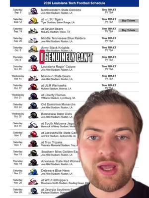 What would Louisiana Techs record be with this schedule? #cfbudge #cfb #latech