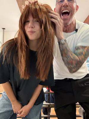 REFRESH ON OUR FRENCH GIRL FRINGE @kenzie and THAT FINAL TOUCH with my new @Chris McMillan Hair glassy smooth hair oil ALWAYS the most fun LOVE U 💙 #haircut #hair #bangs 