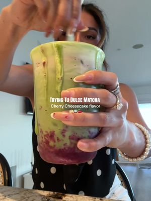 Trying @Tu Dulce Matcha Cherry Cheescake Matcha 🌿🍵 #matcha #matchatasting #tatstetest #dallasmatcha 
