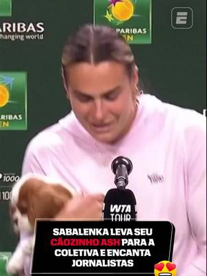 Aryna Sabalenka, a número 1 do mundo, tem um novo melhor amigo: Ash. Em Indian Wells, a tenista 'brasileira' tem levado o cãozinho da raça King Charles Spaniel para todos os cantos. 🎥 @wta 👉 Assista à GRANDE FINAL da chave feminina do Indian Wells pela ESPN no Plano Premium do #DisneyPlus, às 15h, entre Aryna Sabalenka e Elena Rybakina 👉 Até 30/03, você pode assinar o Plano Premium do Disney+ por um preço promocional para acompanhar esse e muitos outros conteúdos. Oferta por tempo limitado. Consulte termos e condições. #TênisNaESPN #Sabalenka #IndianWells #TikTokEsportes