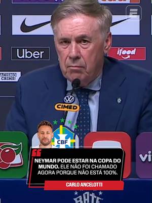 TEM CHANCE! Carlo Ancelotti fala sobre a ausência de Neymar na lista de convocados para a Data Fifa e revela se ele pode estar na Copa do Mundo. #FutebolNaESPN #seleçãobrasileira #carloancelotti #neymar #copadomundo #futebol #tiktokesportes