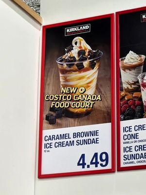 New at Costco Canada food courts: (controversial) caramel brownie ice cream sundae! 🫢 $4.49 for a massive sundae with lots of brownie bits! Would you try it? #costco #costcocanda #costcofoodcourt 