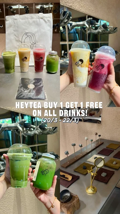 HEYTEA is having BUY 1 GET 1 on all drinks from March 20th - 22nd to celebrate the Swanston store’s reopening 🧋 Sip your favourites and celebrate the new store. Don’t miss out! 🤭 📍256 Swanston St, Melbourne VIC 3000 #heyteamelbourne #heyteaau #heyteaswanston #heyteaopening #melbournefoodie 