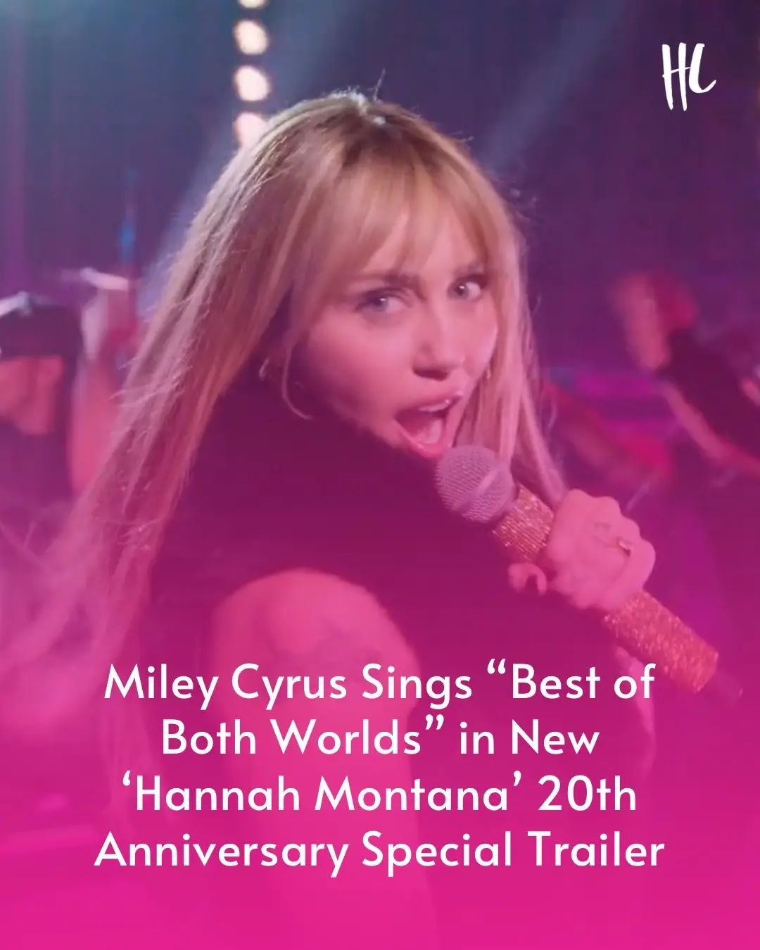 WE’VE STILL GOT THE BEST OF BOTH WORLDS. 😭 Miley Cyrus transforms back into Hannah Montana in the new Disney+ #HannahMontana20thAnniversary special trailer. Her parents, Tish and Billy Ray Cyrus, join the Disney Channel alum to talk about her journey from teen idol to international pop icon. “I loved being Hannah then ... I’m so living for it now,” Miley says to a full audience in her blonde wig. At another point in the trailer, she sings “The Climb.”  (📸: Courtesy of Disney+)