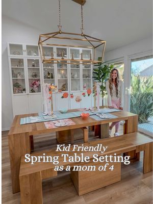 #ad I'm convinced that this is the best table for large families! And right now it's 30% off!! Plus you can use the promo code JENNIE100 to save $100 on any order of $2000+ on the website! @Transformer Table  #diningroomtable #springtablescape #eastertablescape #momof4