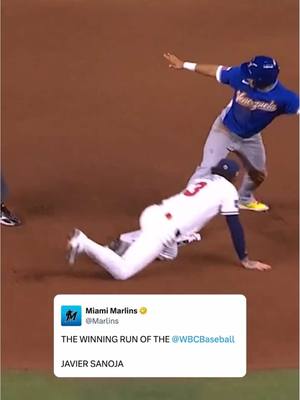 nbd, just MIAMI MARLIN JAVIER SANOJA WITH THE WINNING RUN OF THE WBC! just casually 🤷‍♂️ #wbc #venezuela #marlins 