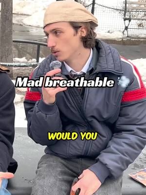 He put it on sideways. Didn’t matter. “Wow. Mad breathable.” 😮 Not duct tape. Designed for your mouth. And beards. And staches. #HostageTape #StreetInterview #MouthTape #BeardApproved #Sleep 